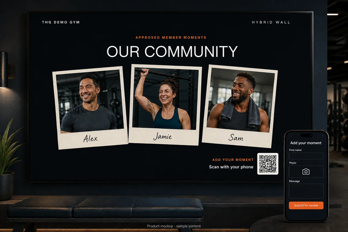 Community Wall with sample member photos and a phone submission form
